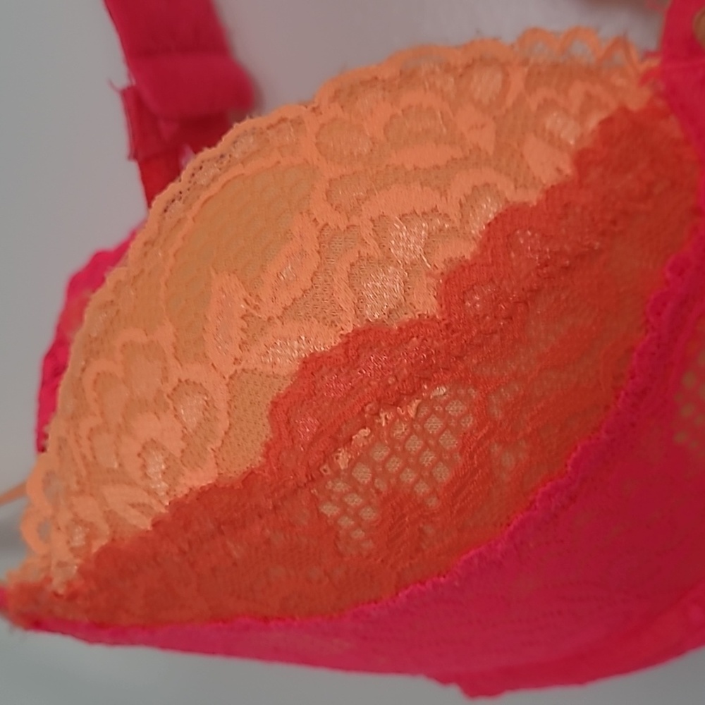 Hot pink and orange  lace bra - Picture 2 of 5